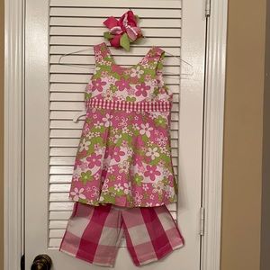 Girls Shorts Set with matching Hair Bow